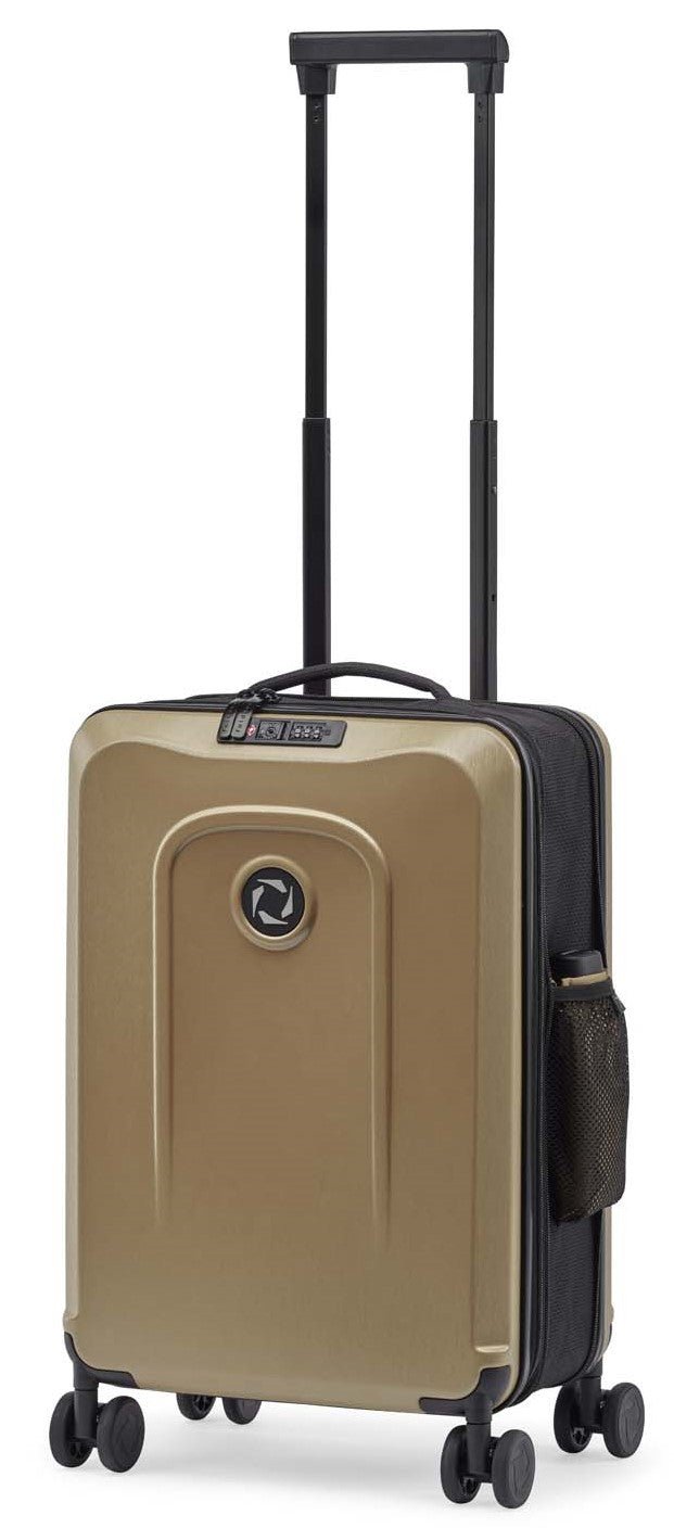 Senz Foldaway Carry On Trolley Champagne Brown iBags Luggage Leather Bags