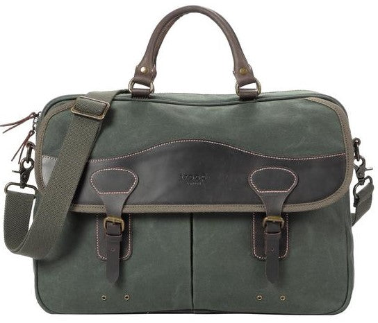 Troop London Canvas Laptop Briefcase Bag TRP0545 | Dark Green