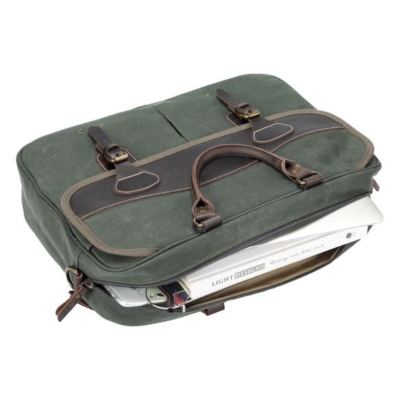 Troop London Canvas Laptop Briefcase Bag TRP0545 | Dark Green