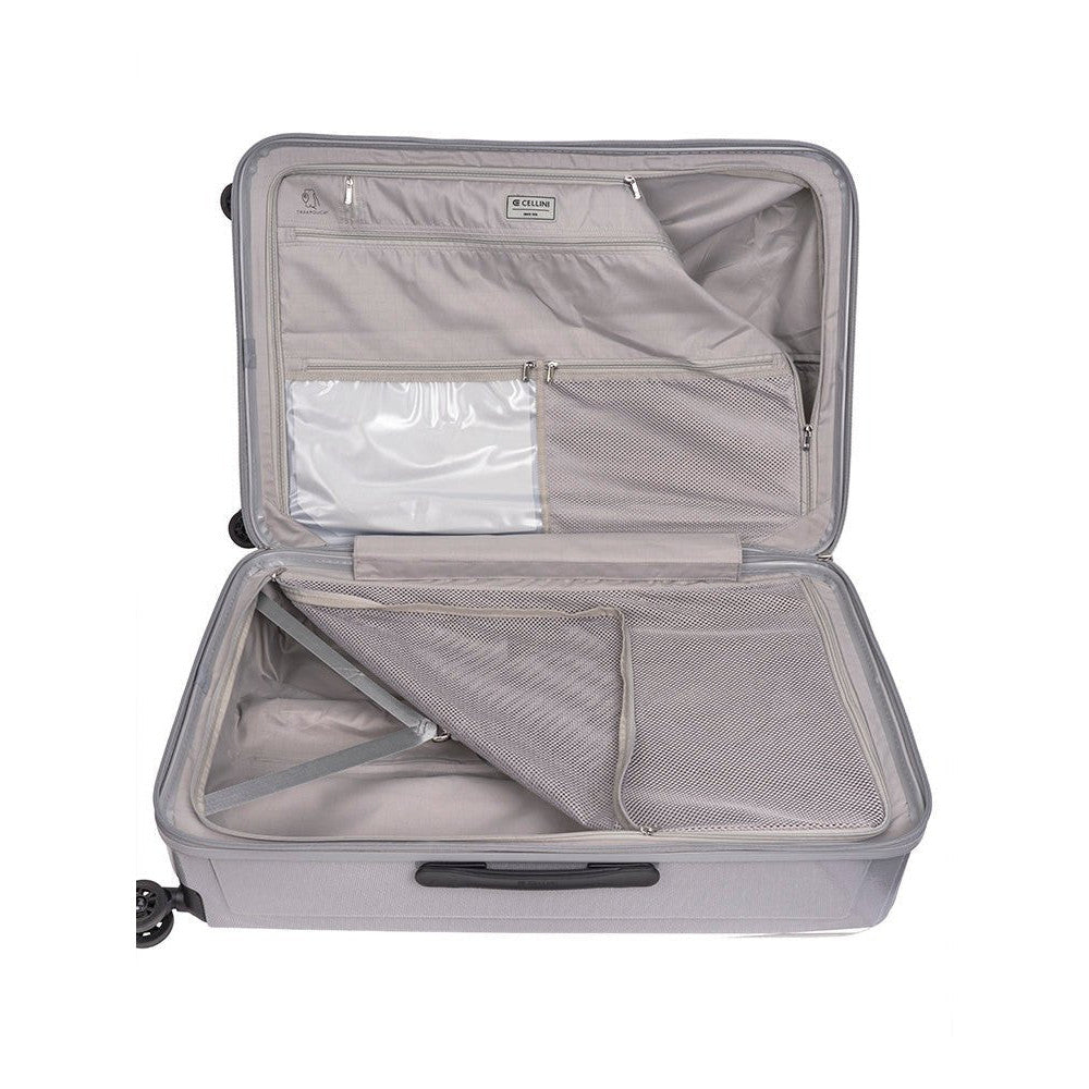 Cellini Compolite Large 4 Wheel Trolley Case | Silver - iBags - Luggage & Leather Bags