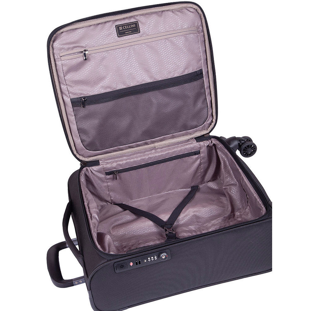 Cellini Smartcase 4 Wheel Carry On Trolley | Jet Black - iBags - Luggage & Leather Bags