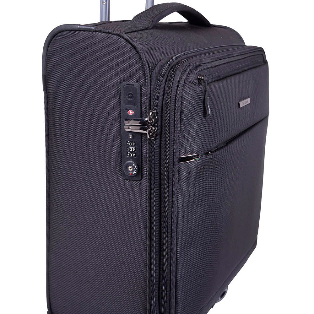 Cellini Smartcase 4 Wheel Carry On Trolley | Jet Black - iBags - Luggage & Leather Bags