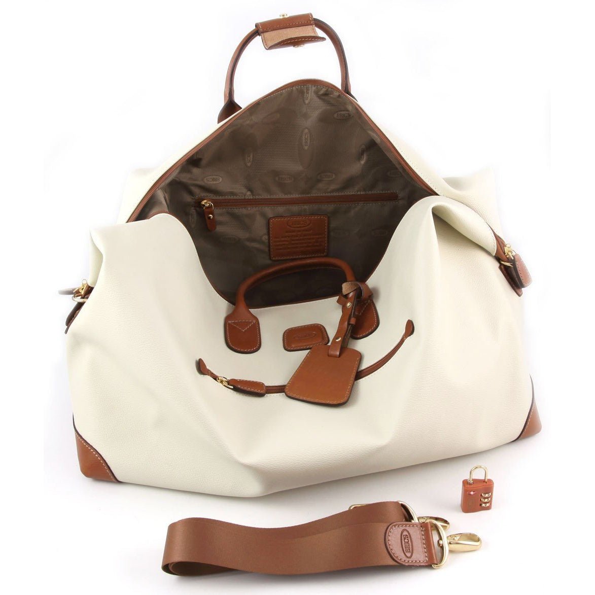 Bric's Firenza 55cm Cabin Carry-On Duffel Bag | Cream - iBags - Luggage & Leather Bags