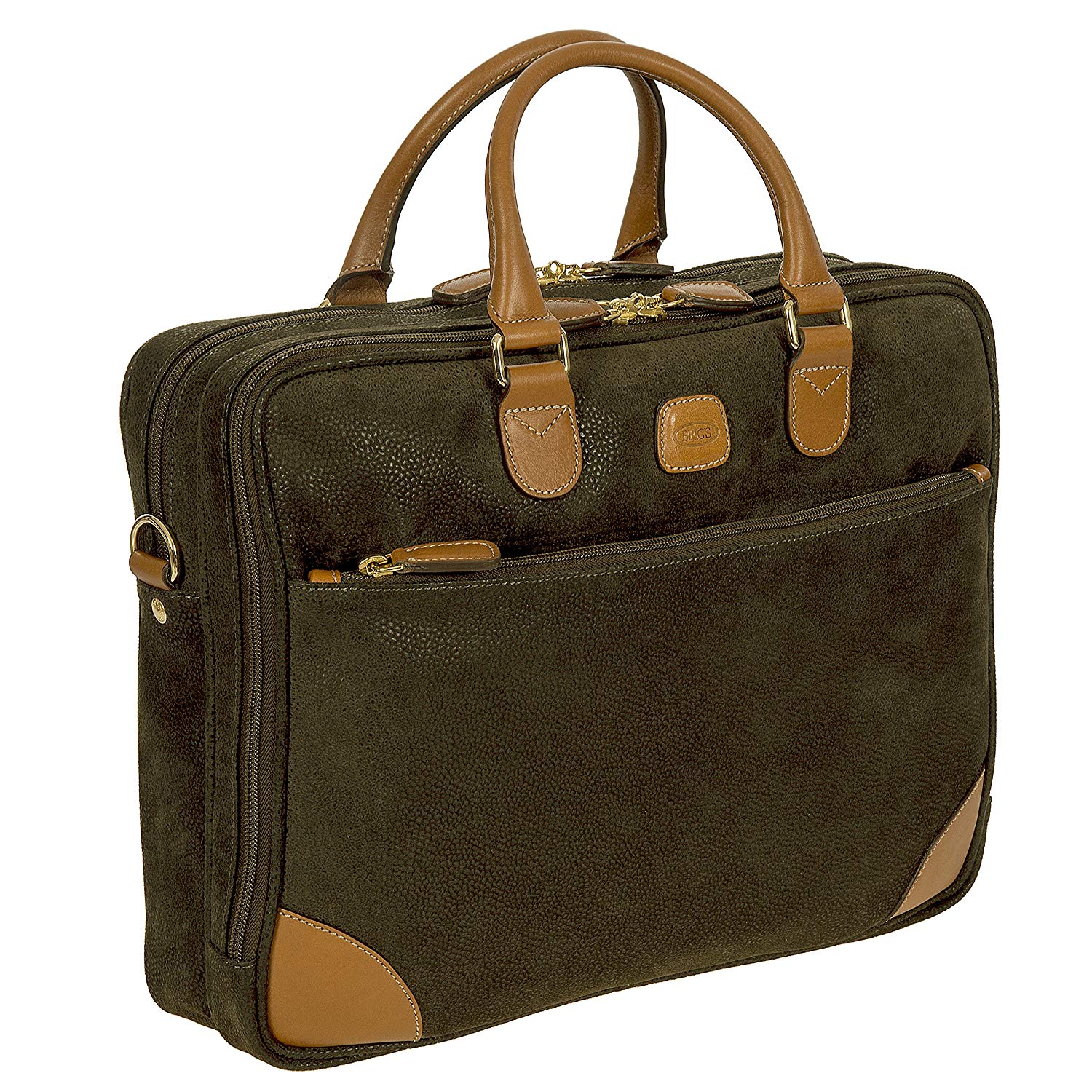 Bric's Life Business Tablet Large Laptop Briefcase | Olive - iBags - Luggage & Leather Bags