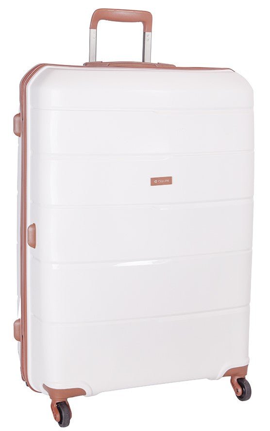 Cellini Spinn 740mm 4 Wheel Trolley Case | White - iBags - Luggage & Leather Bags