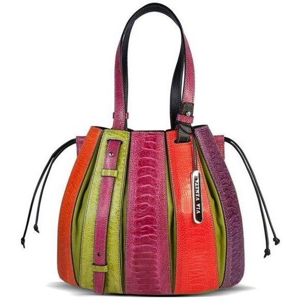 Via Veneta Provoque Fern Ostrich Leg Handbag Multi